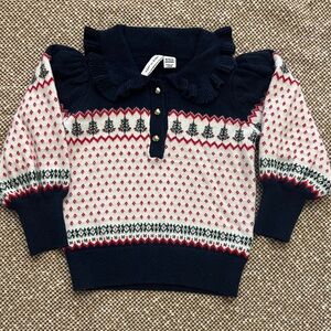 Janie and Jack Navy Sweater with Gold Button
